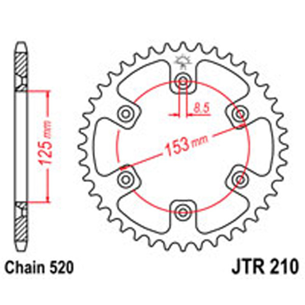 JT JT Rear Sprockets R/W 210-45 (4307)